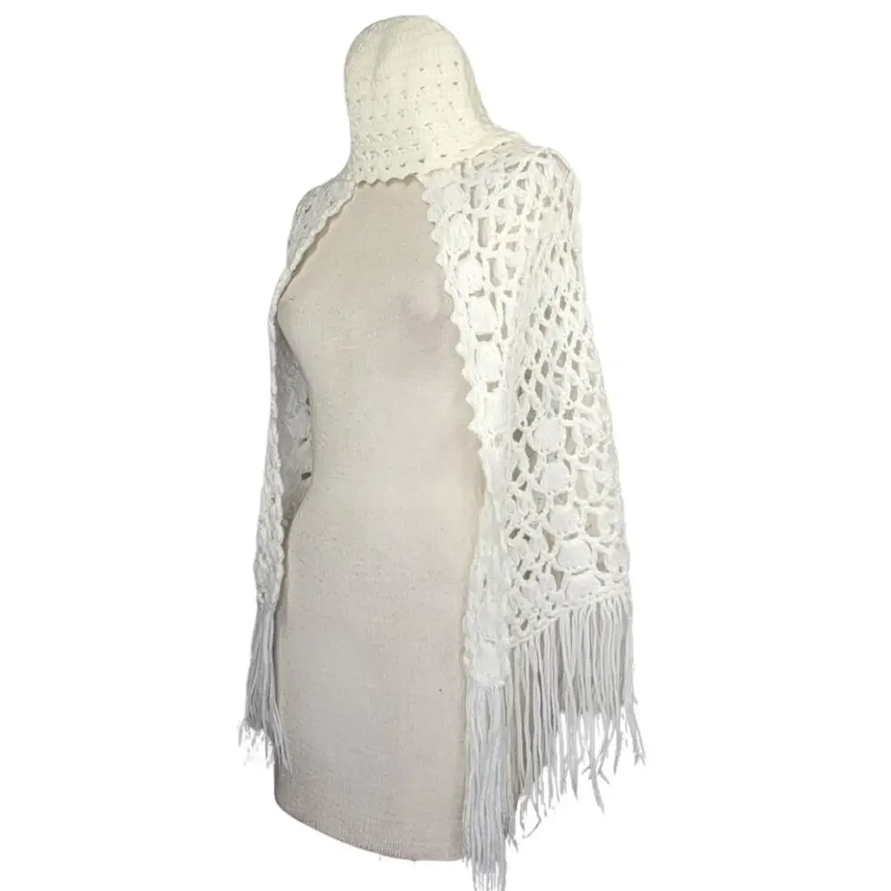 Vintage Handmade Knit Shaw and Cap - Picture 3 of 6